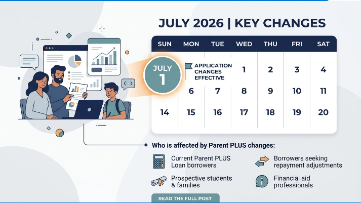 Calendar marking the July 1, 2026 deadline for the new Parent PLUS rules